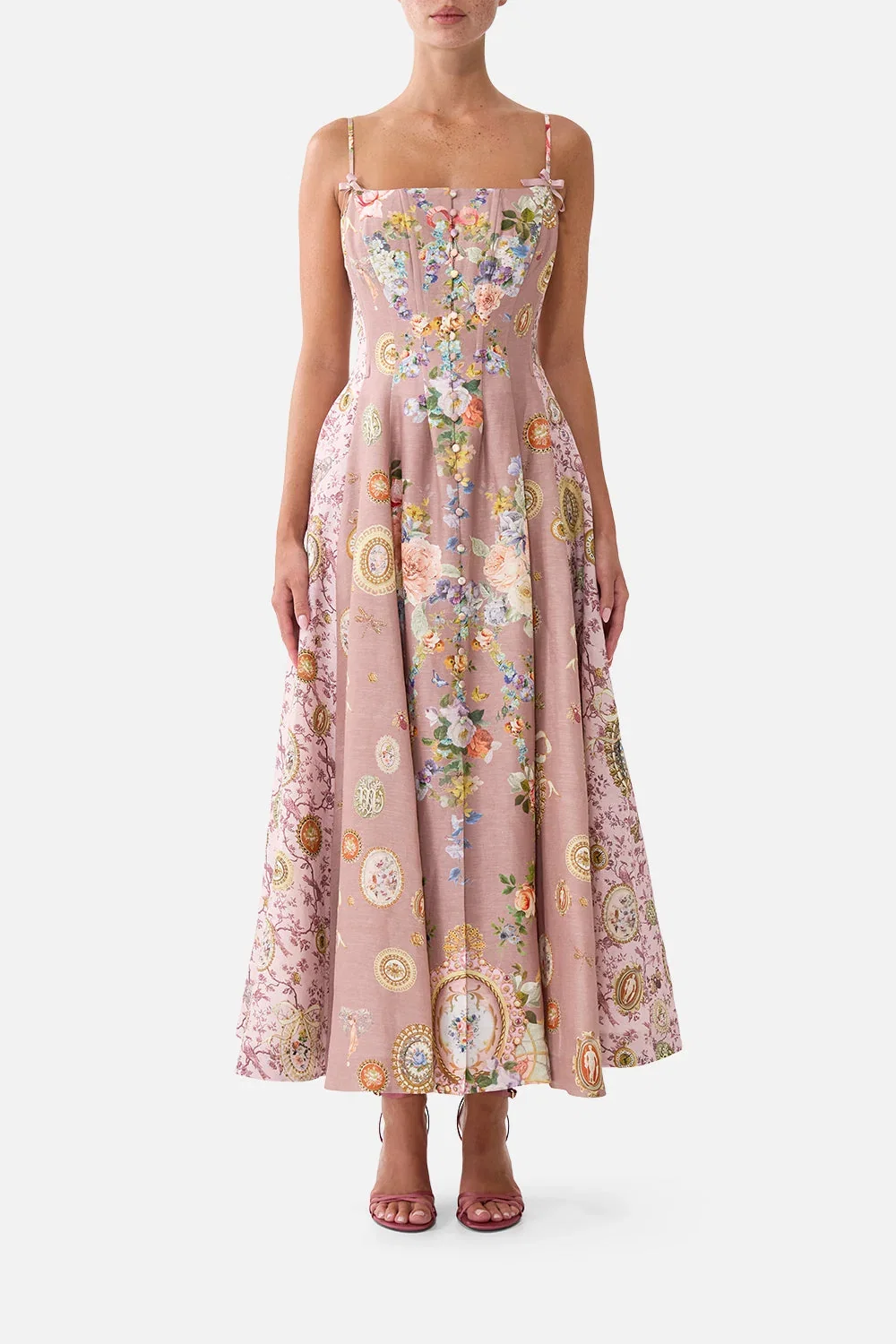 Image of CORSET DRESS WITH LONG FLARED SKIRT CHAMBER OF BLOOMS