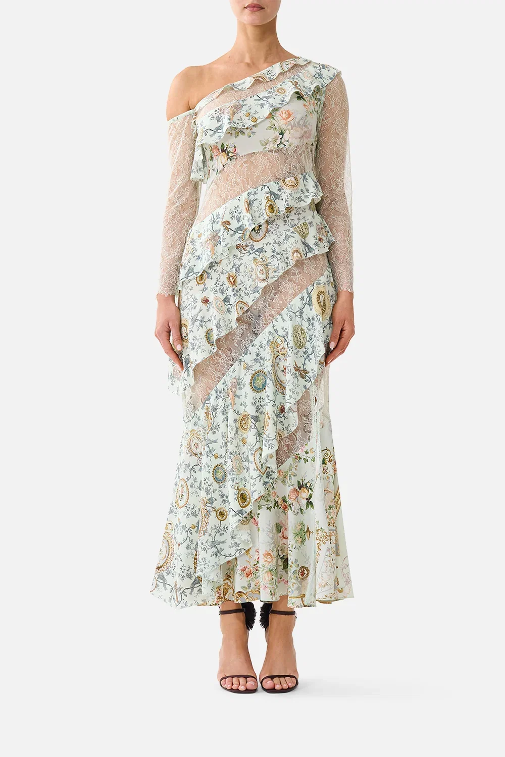Image of ASYMMETRIC FRILL PANELLED DRESS WILDFLOWER WUNDERLAND