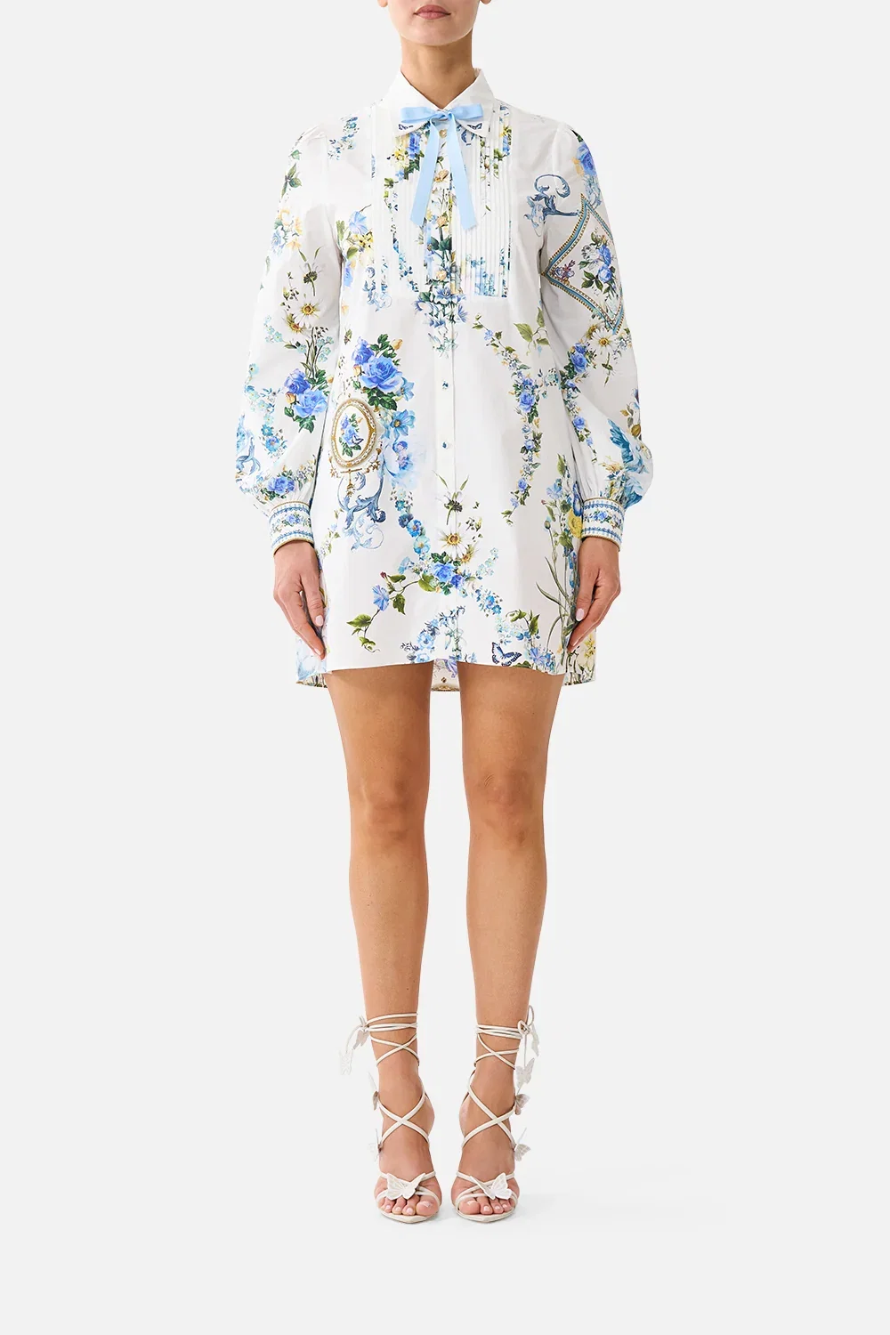 Image of COLLARED SHIRT DRESS WITH PINTUCKS DANDELION SKIES