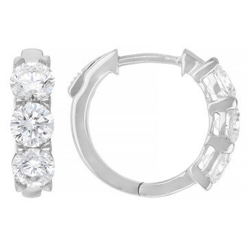 White Lab-Grown Diamond H SI2 Rhodium Over Sterling Silver Huggie Earrings 2.00ctw