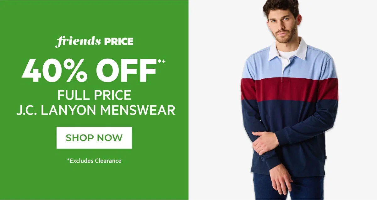 40% off full price j.c. lanyon menswear