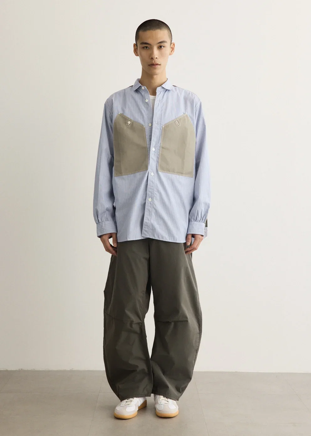 Image of Stripe Linen Oxford Patch Pocket Shirt
