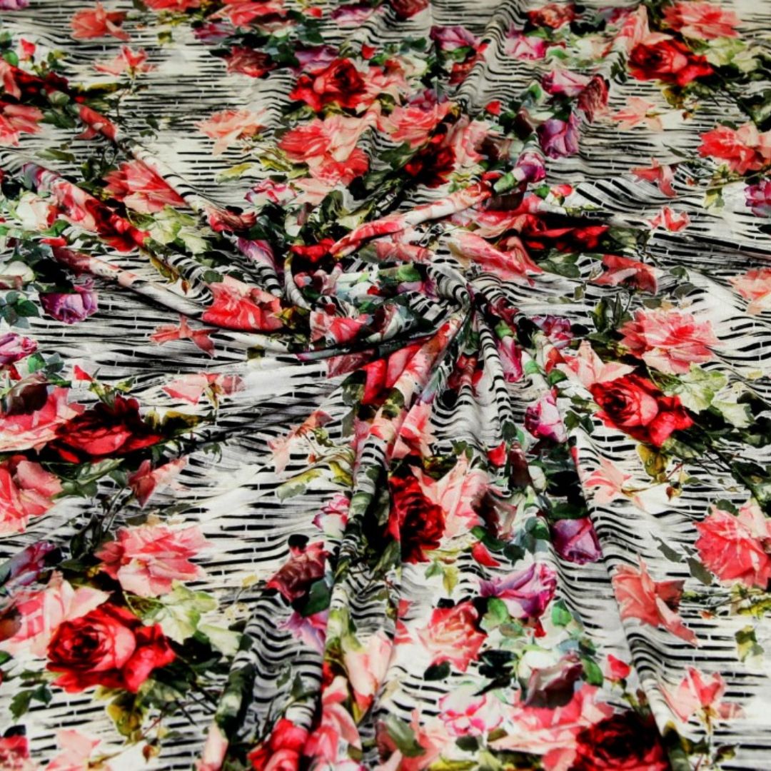 Deadstock Viscose Jersey Stretch Knit Fabric Multicoloured