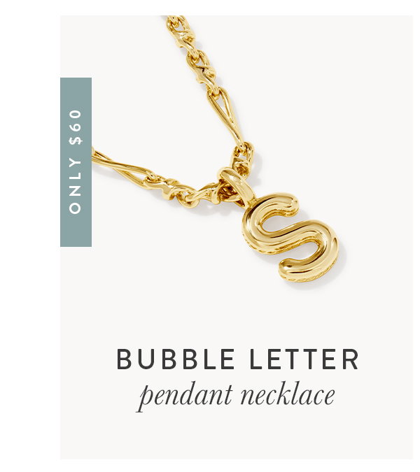 Bubble letter pendant necklace