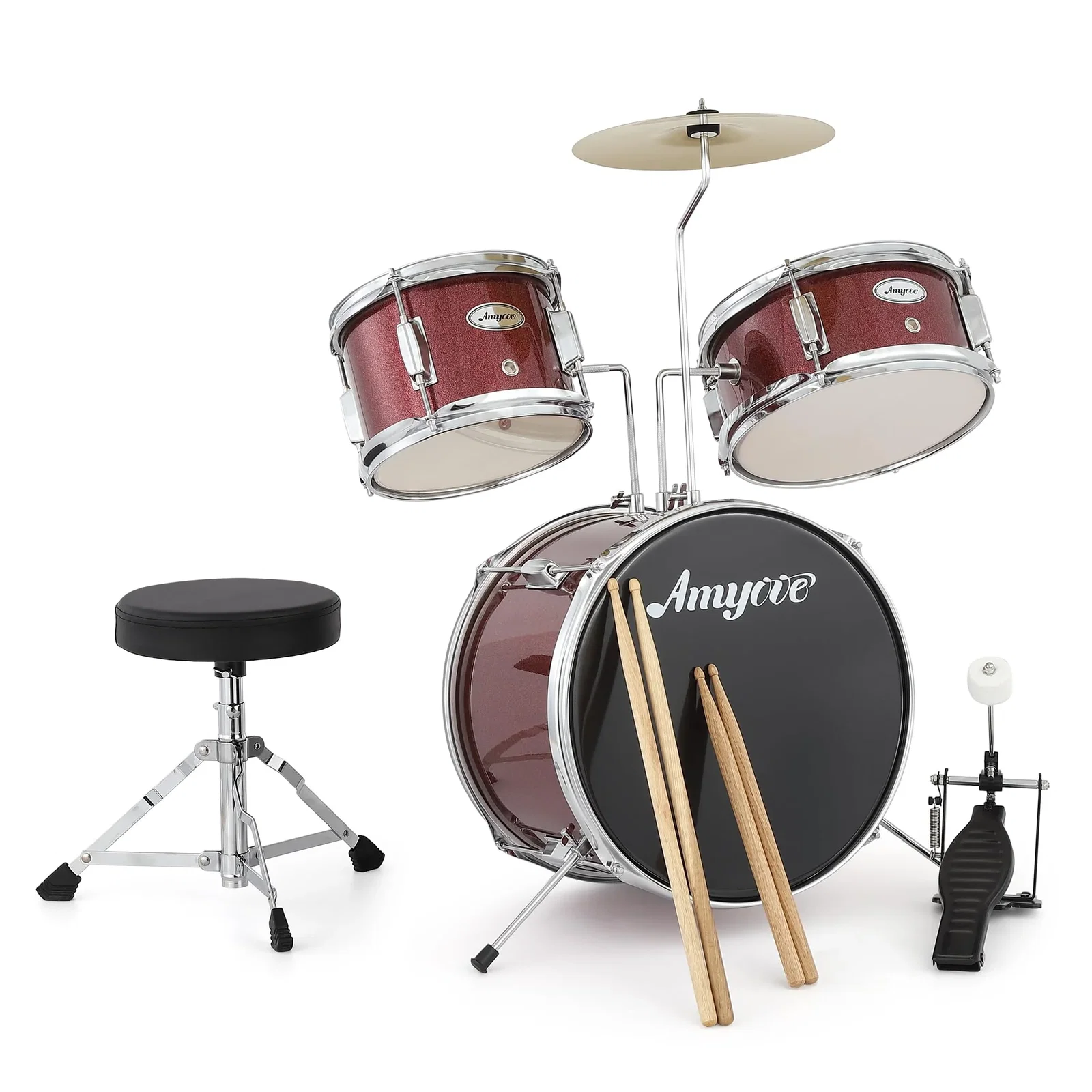 Image of 3-Piece Drum Set - Beginner Musical Instrument