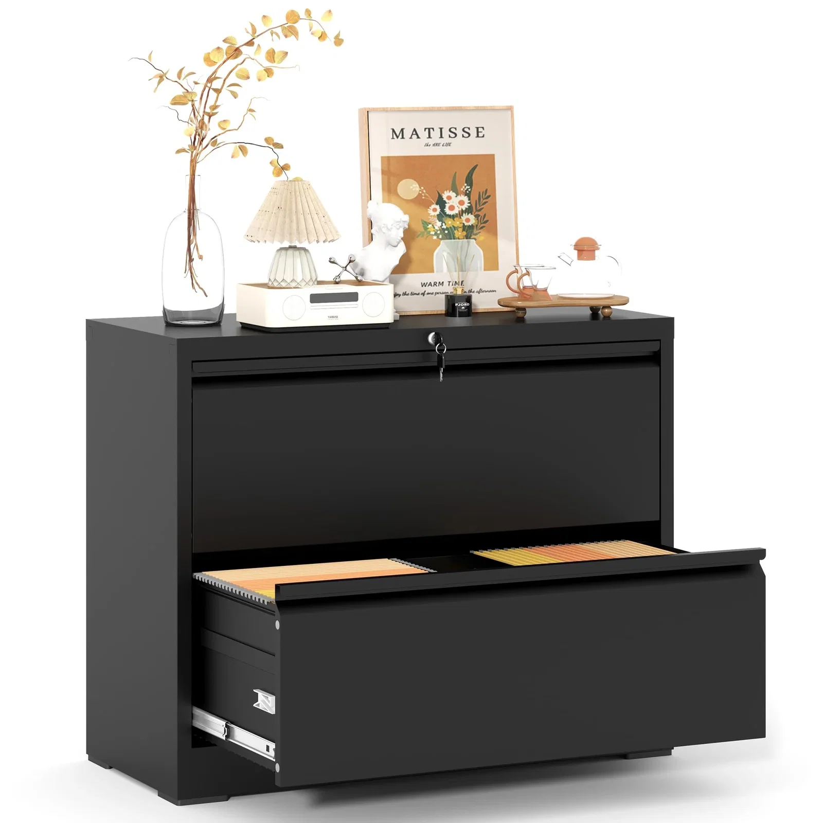 Image of 2 Drawer File Cabinet with Lock, Metal Lateral Filing Cabinets