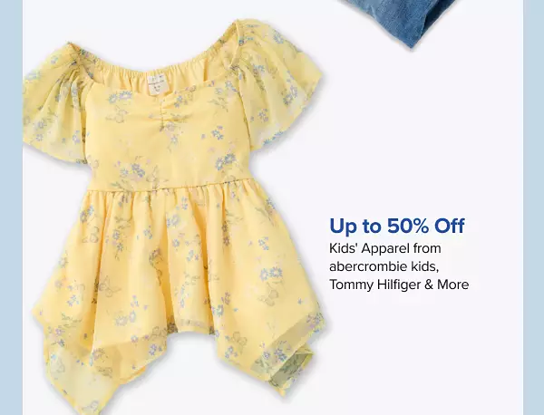 Up to 50% off kids apparel from abercrombie kids, Tommy Hilfiger and more. Shop now. A yellow kids dress.