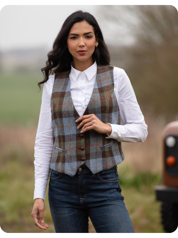 Walker and Hawkes Ladies Harris Tweed Brayton Waistcoat