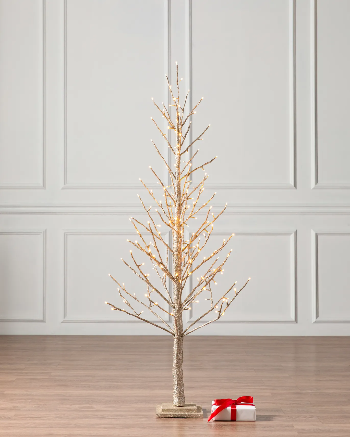 Lit Champagne Glitter LED Tree