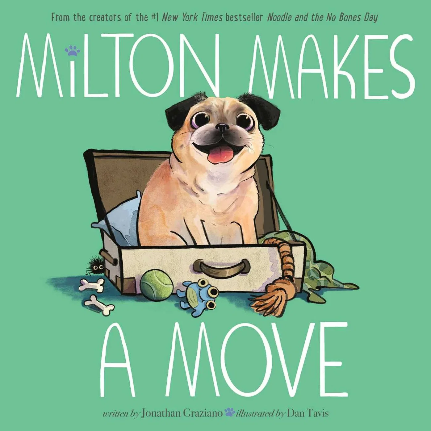 Jonathan Graziano + Milton the pug celebrate MILTON MAKES A MOVE with Isabel Klee