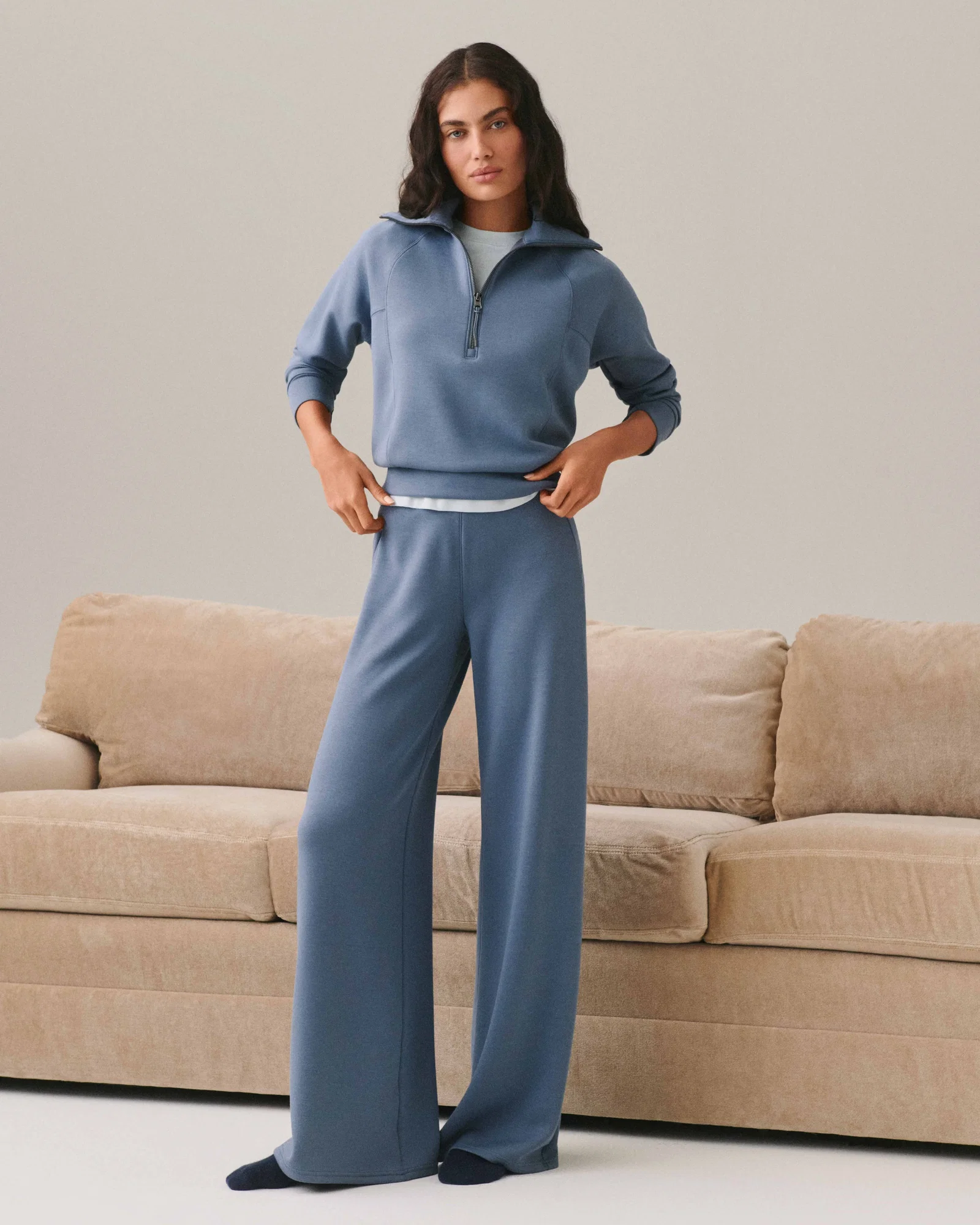 Image of Spanx Women's SPANX AirEssentials Wide Leg Pants in Rain