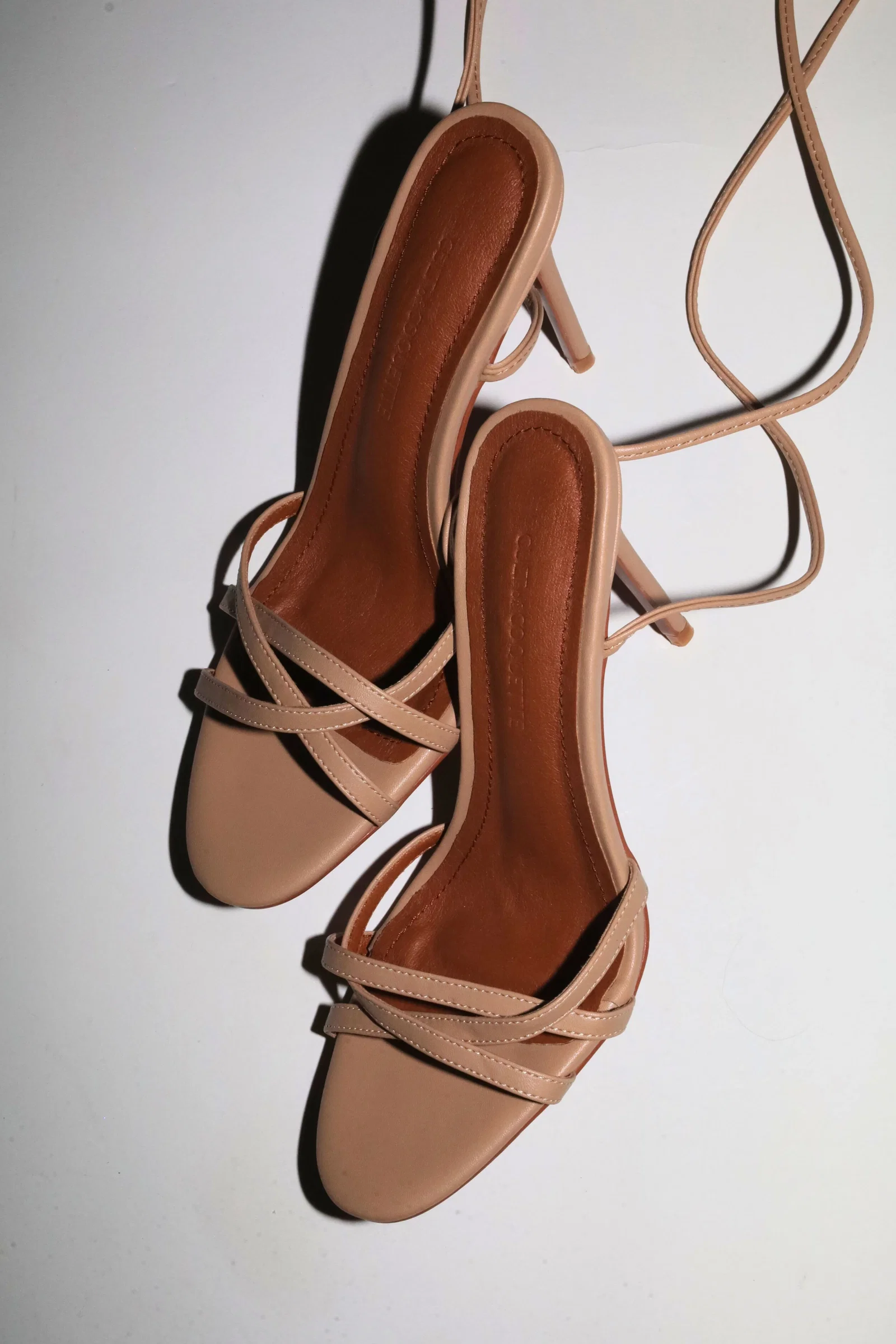 Image of Giorgia Nude Vegan Leather Anklestrap Heel 100 mm