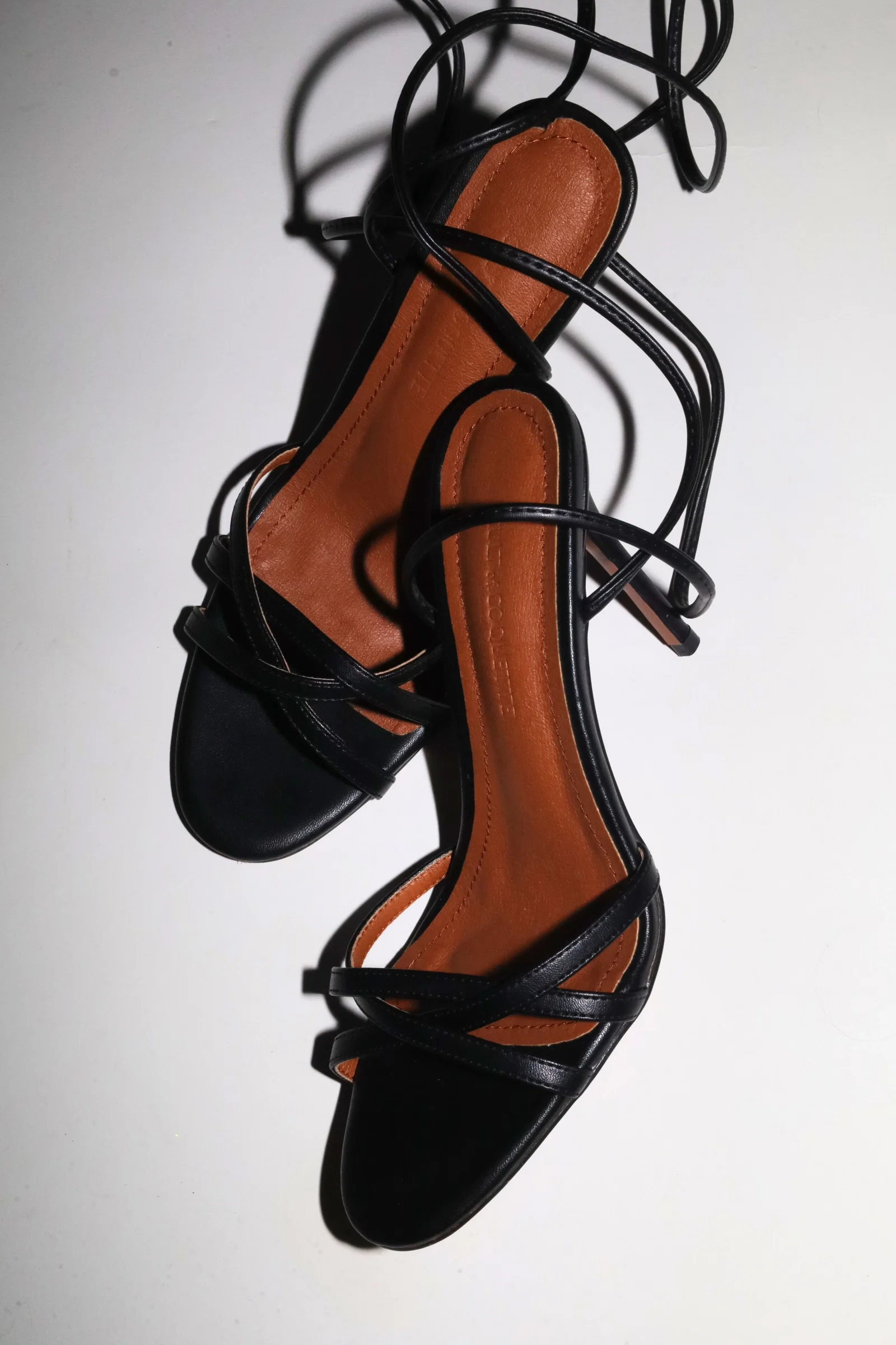 Image of Giorgia Black Vegan Leather Anklestrap Heel 100 mm