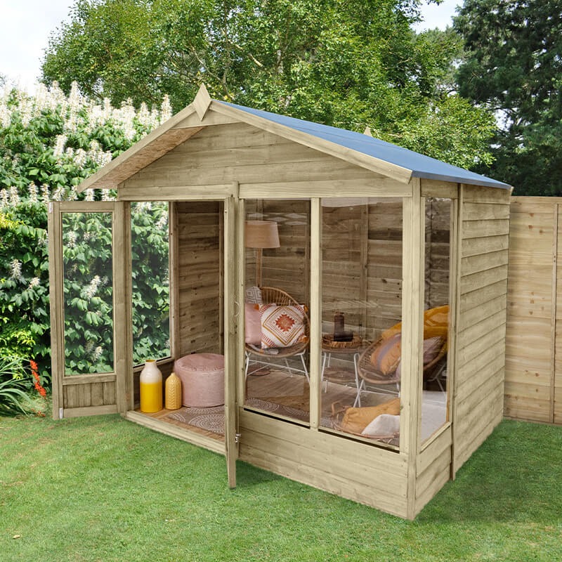 Image of 8' x 6' Forest 4Life Double Door Apex Summer House - 4 Windows