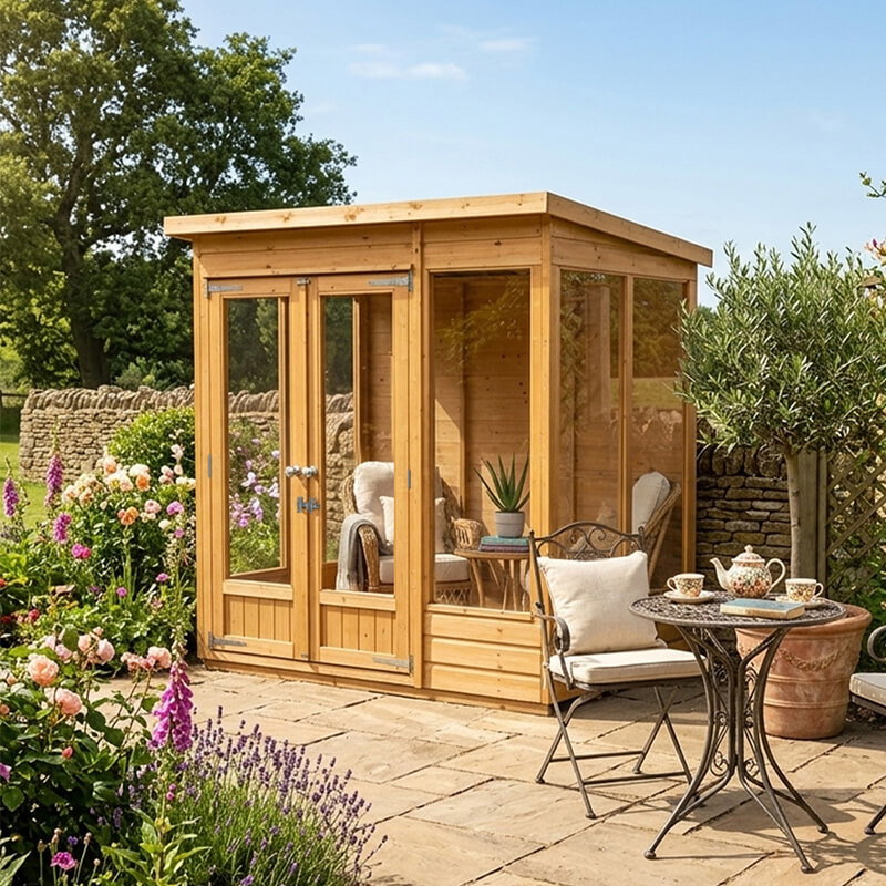 Image of 6' x 4' Forest Beckwood Double Door Pent Summer House