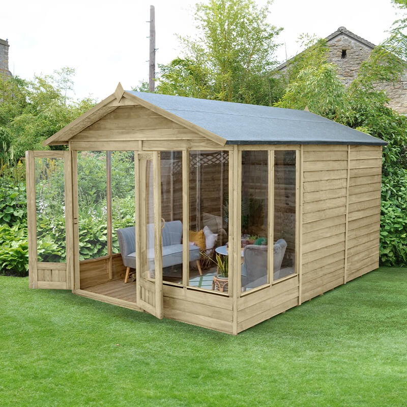 Image of 12' x 8' Forest 4Life Double Door Apex Summer House