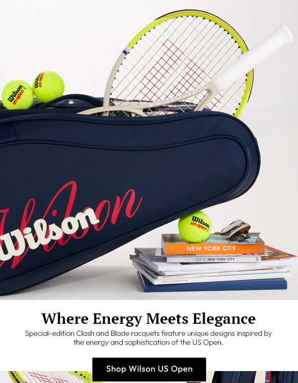 Where Energy Meets Elegance | Special-edition Clash and Blade racquets feature unique designs inspired by the energy and sophistication of the US Open. | Shop Wilson US Open