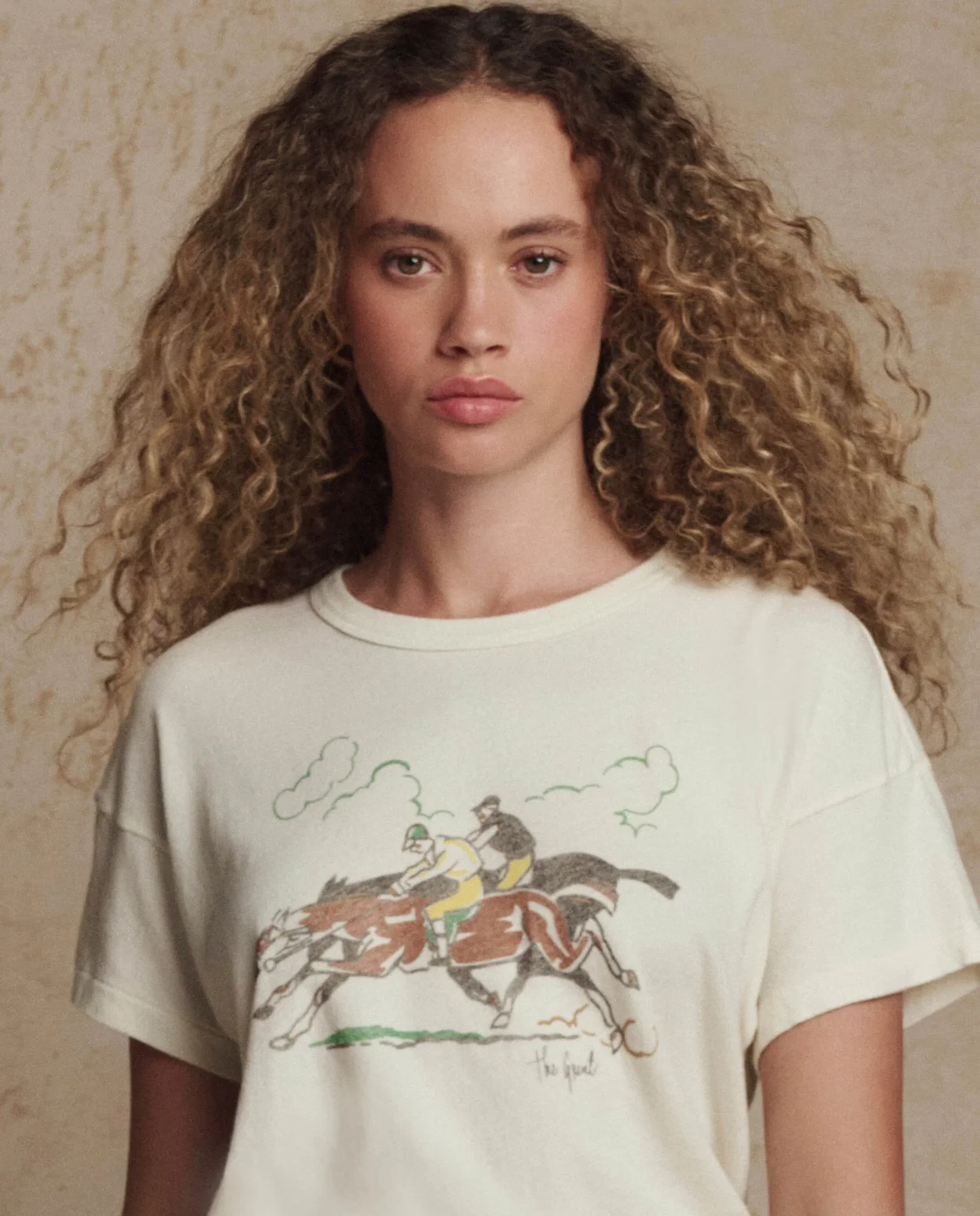Image of The Boxy Crew w/ Derby Graphic. -- Washed White