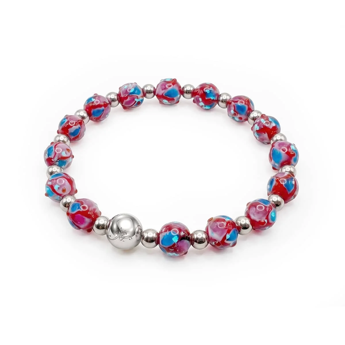 Image of NOGU Cherry | Firefly Glass Tulip Bracelet in Red Silver