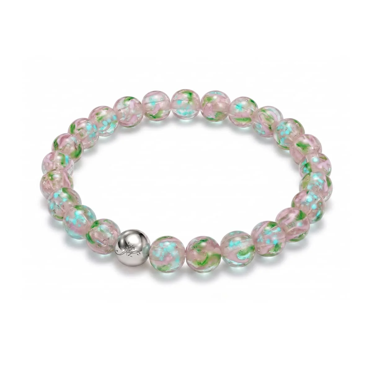 Image of NOGU Pink | Firefly Glass Bloomswirl Bracelet in Pink Silver