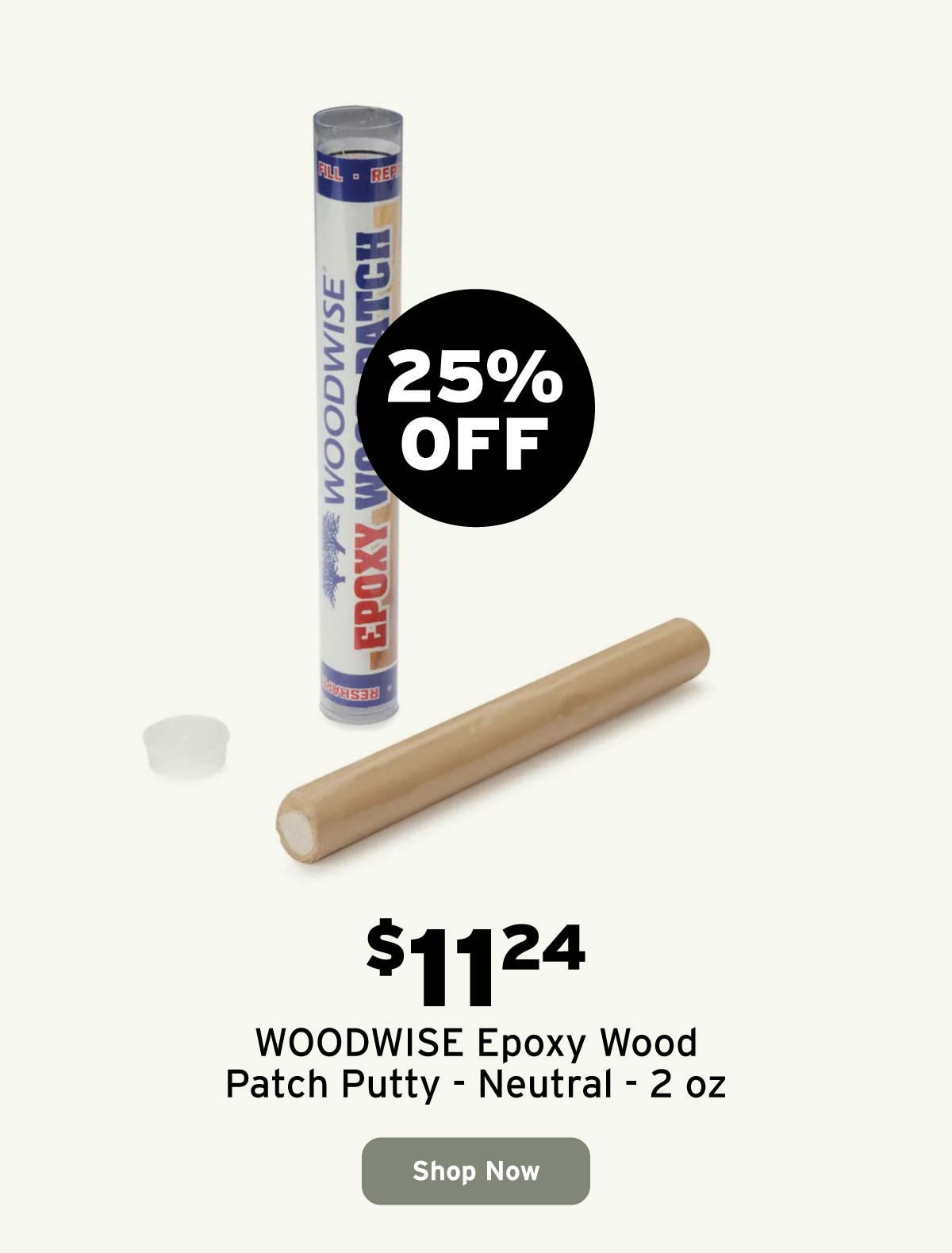 Woodwise Epoxy Wood Patch Putty - Neutral - 2 oz