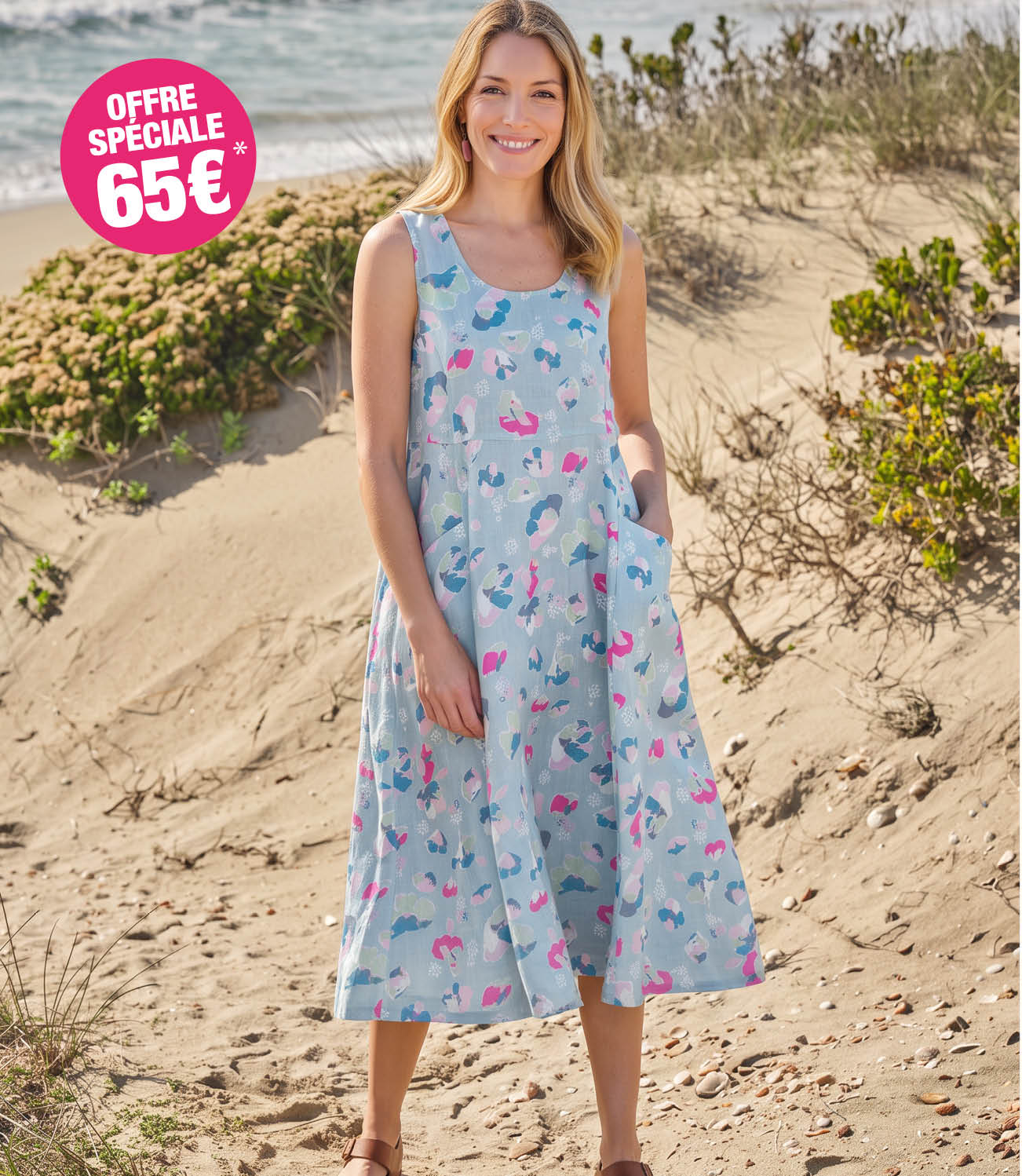 Robe chasuble à poche pour femme