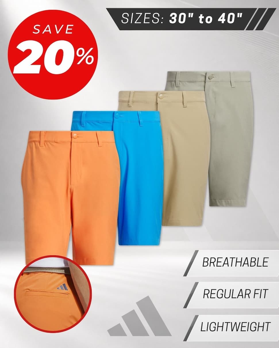 adidas Golf Mens Ultimate 8.5 Inch Water Repellent 4-Way Stretch Shorts