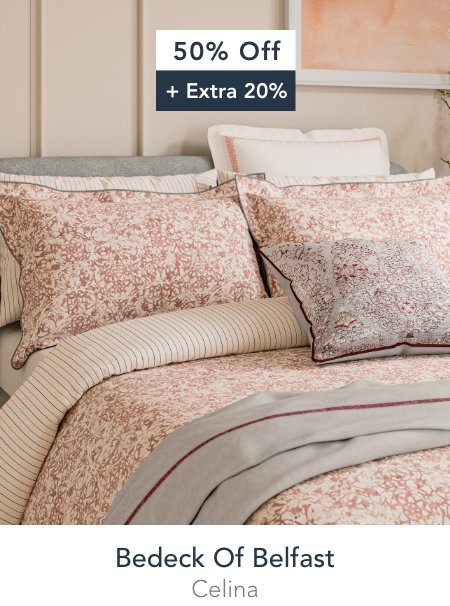 Save 50% + Extra 20% Bedeck of Belfast Celina Bedding in Coral