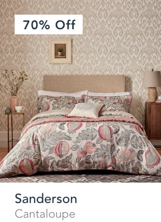 Save 70% Sanderson Cantaloupe Bedding in Blush & Dove