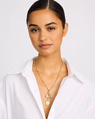 Gold Pearl Charm Necklace