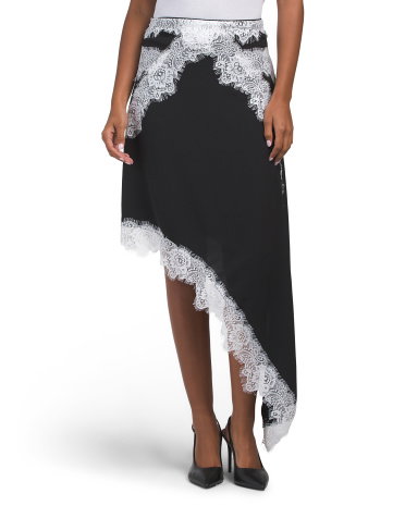 Lace Asymmetrical Skirt For Women, Polyester
