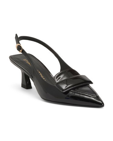 Patent Leather Sovinnie Slingback Pumps For Women, Leather/Gold