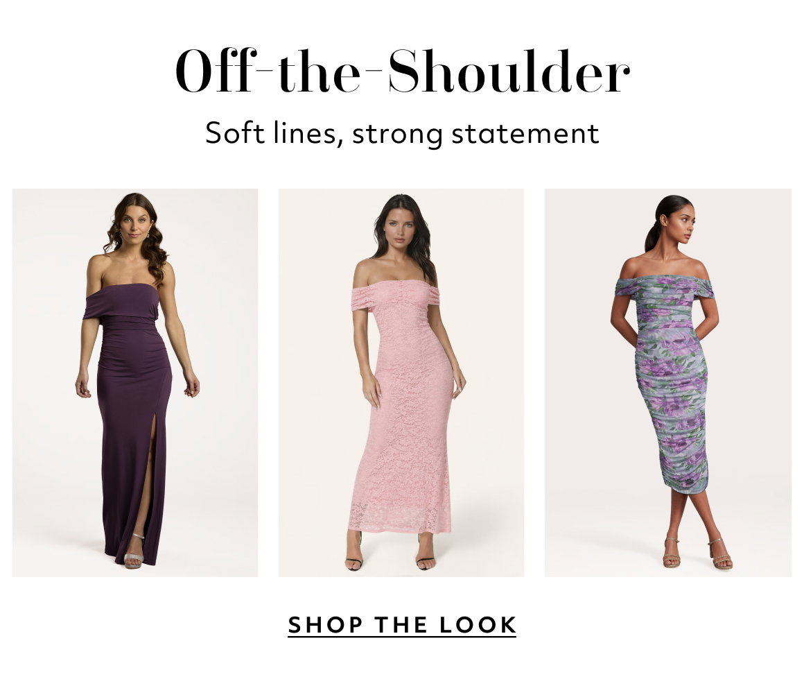 Off-the-Shoulder Soft lines, strong statement shop The look
