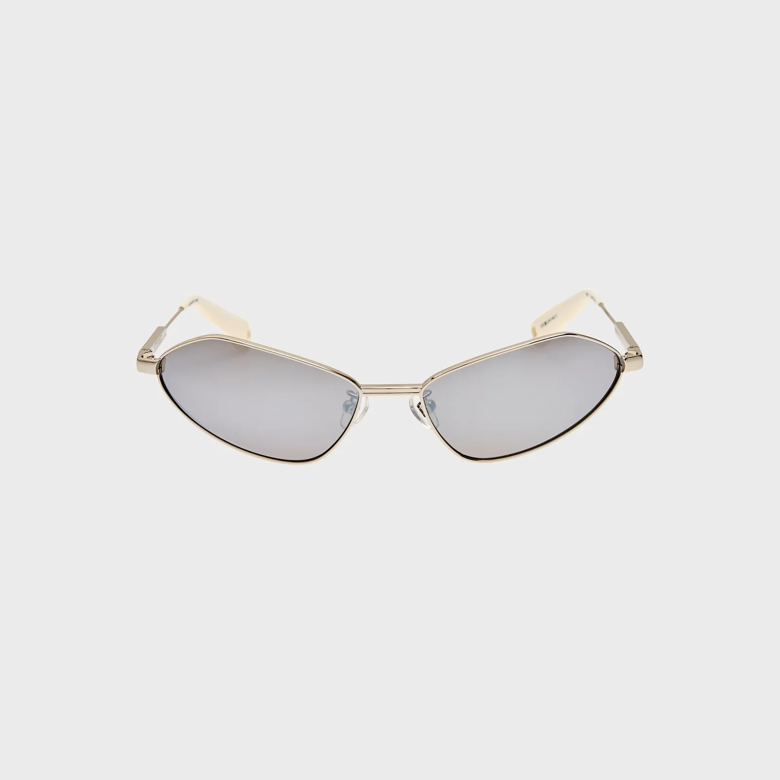 Image of Jacquemus Bambino Angular Metal Sunglasses - Metal Silver / Matt White / Silver