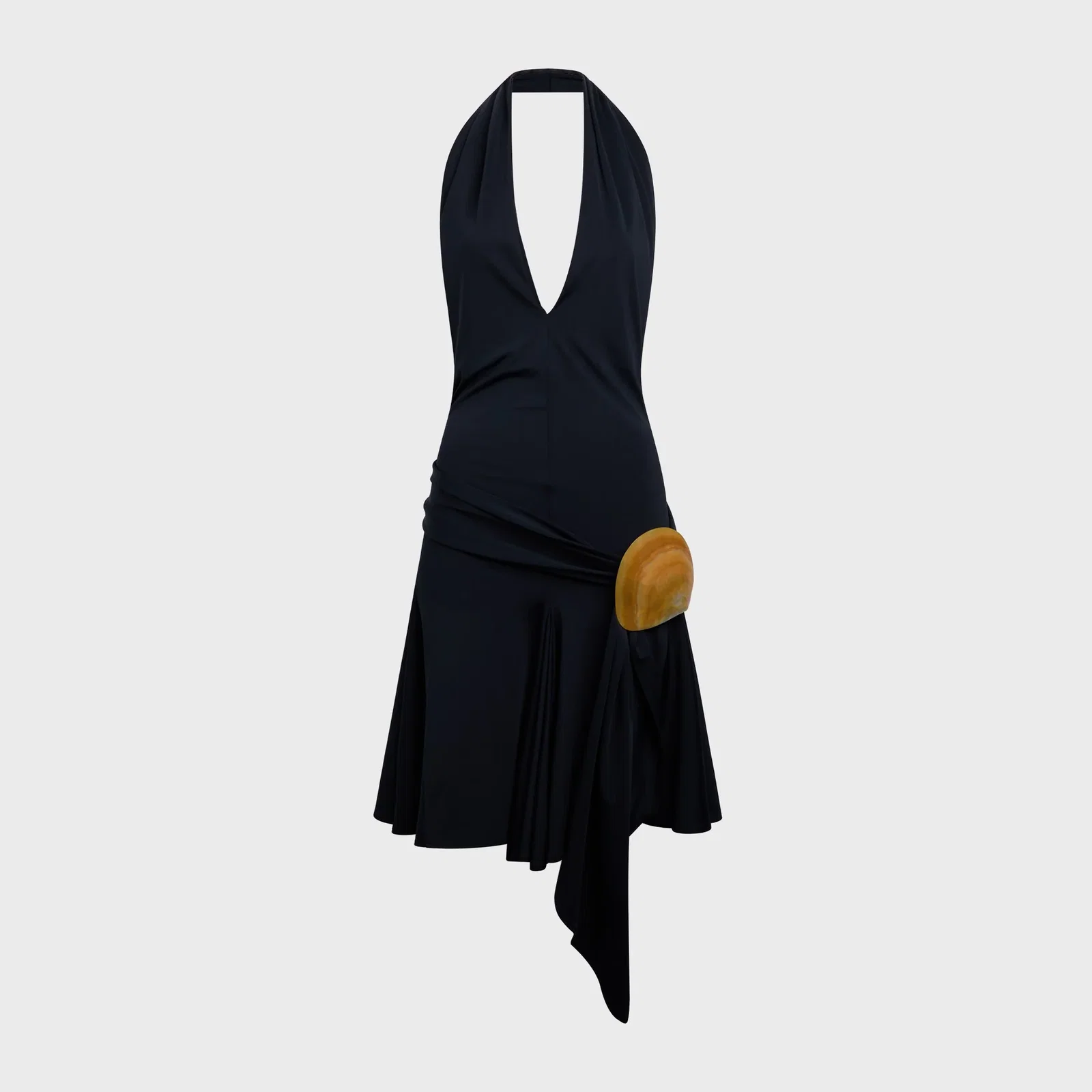 Image of Conner Ives The Recycled Spandex Shell Belt Midi Dress - Black
