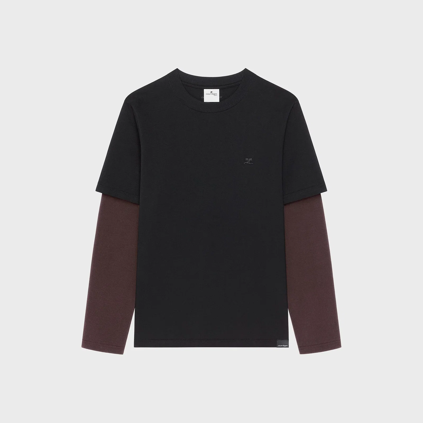 Image of Courrèges AC Double Sleeve Tee - Black / Burnt Red
