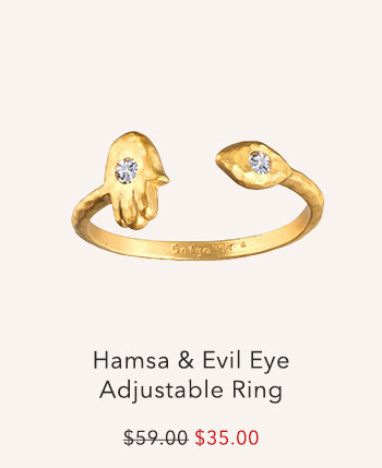 Hamsa & Evil Eye Adjustable Ring