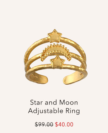 Star and Moon Adjustable Ring