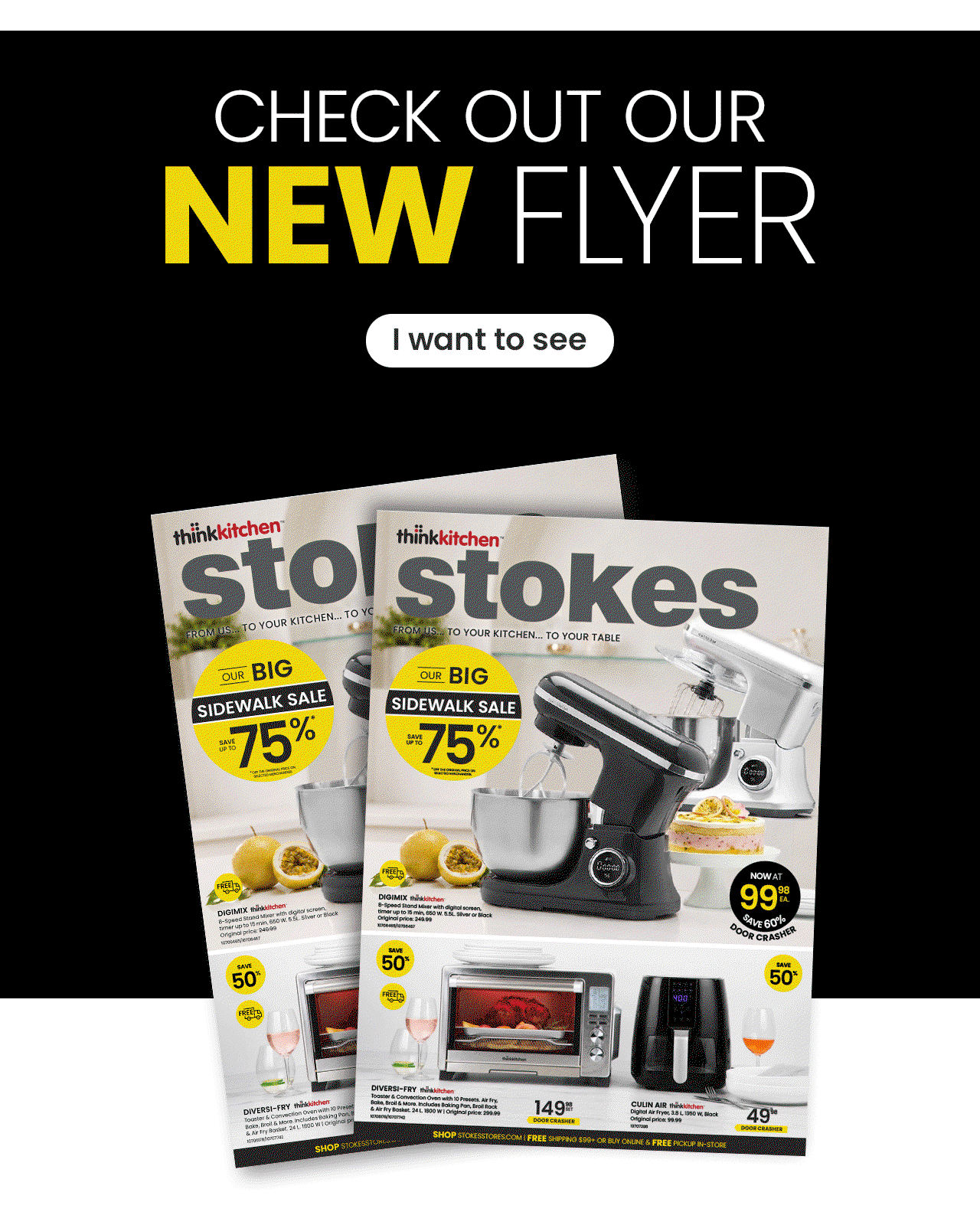 Flyer cover featuring featured kitchen deals and small appliances