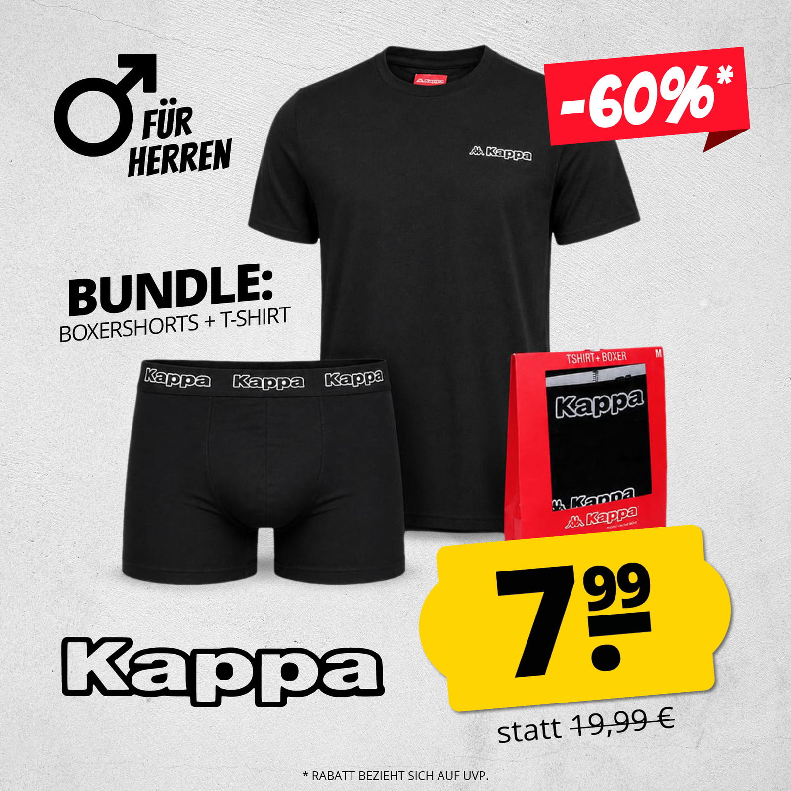 Kappa Herren Bundle: Boxershorts + T-Shirt