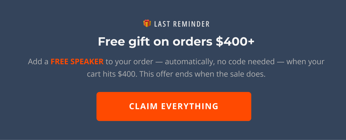 Free gift on orders $400+