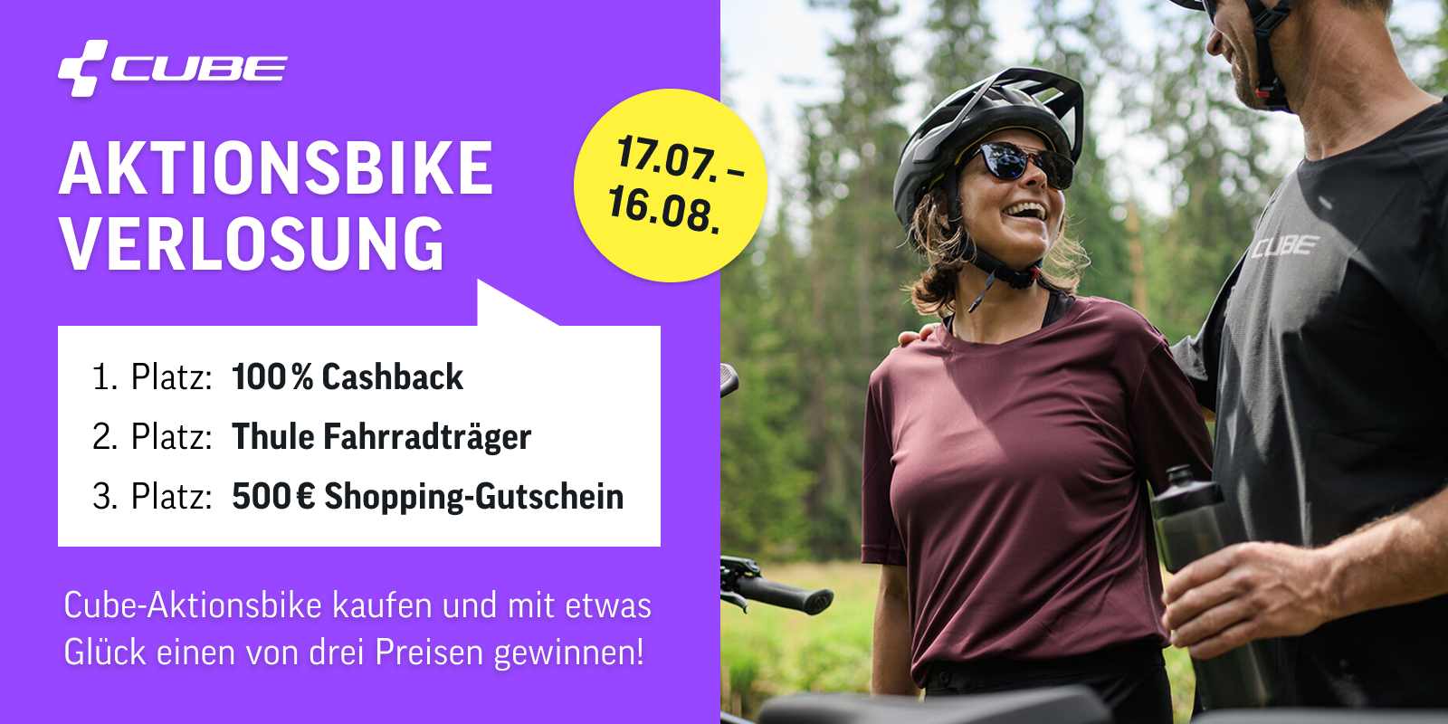 Cube Aktionsbike Verlosung - Cube Aktionsbike kaufen und mit etwas Glück einen von drei Preisen gewinnen!