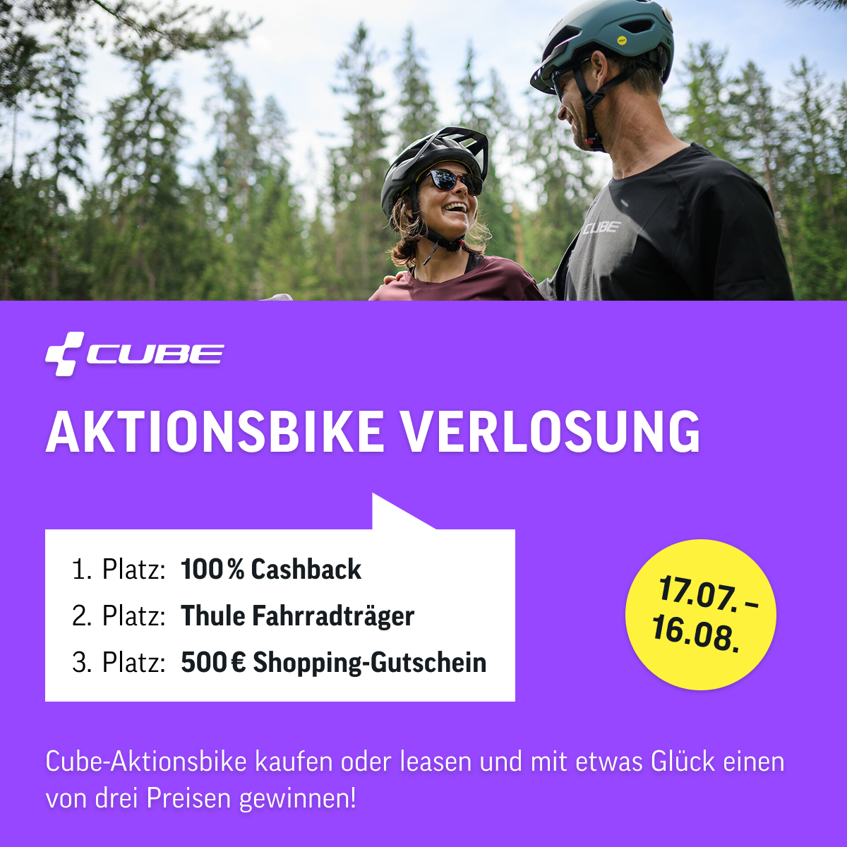 Cube Aktionsbike Verlosung - Cube Aktionsbike kaufen und mit etwas Glück einen von drei Preisen gewinnen!