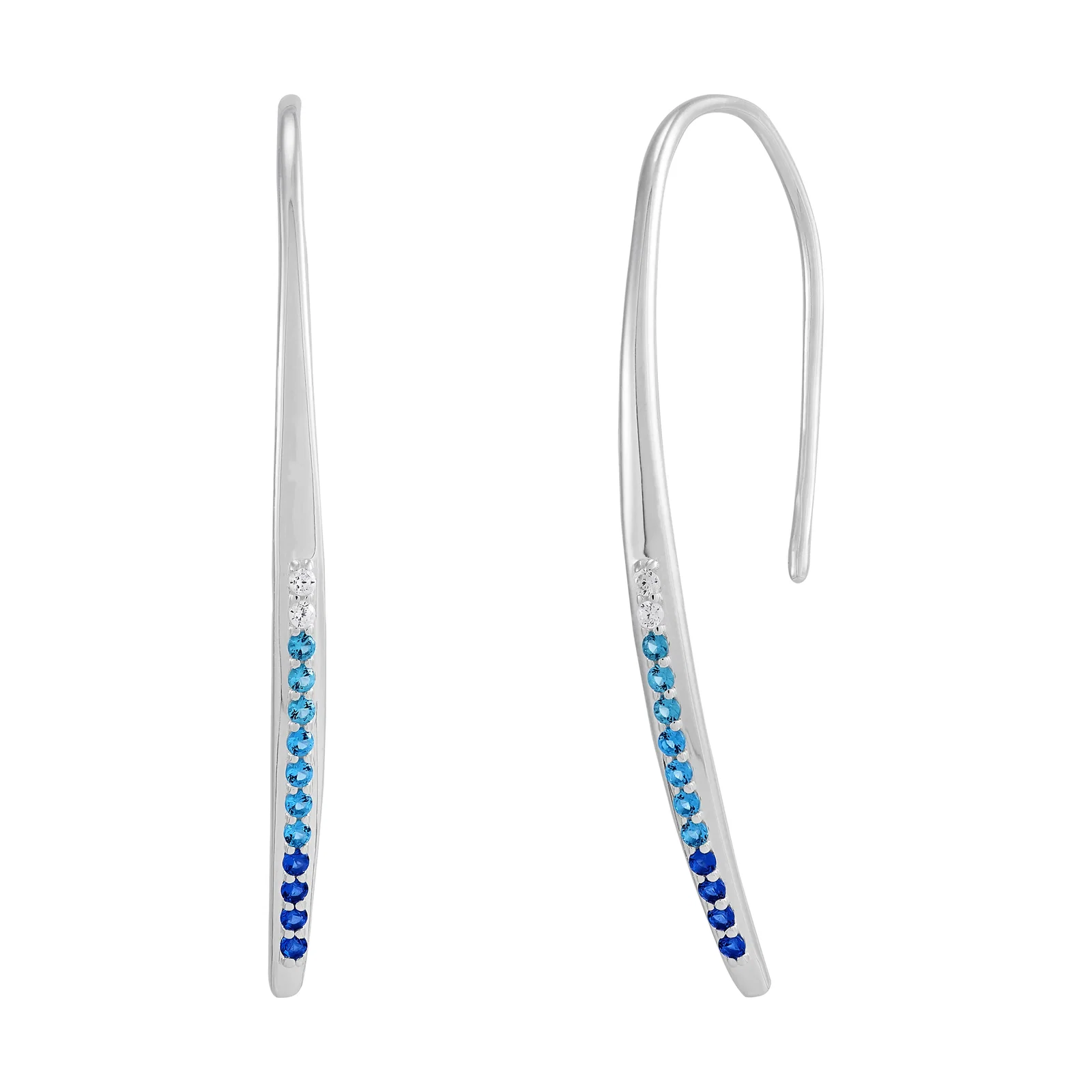 Neon Frequency Drop Earrings, Blue and White Cubic Zirconia
