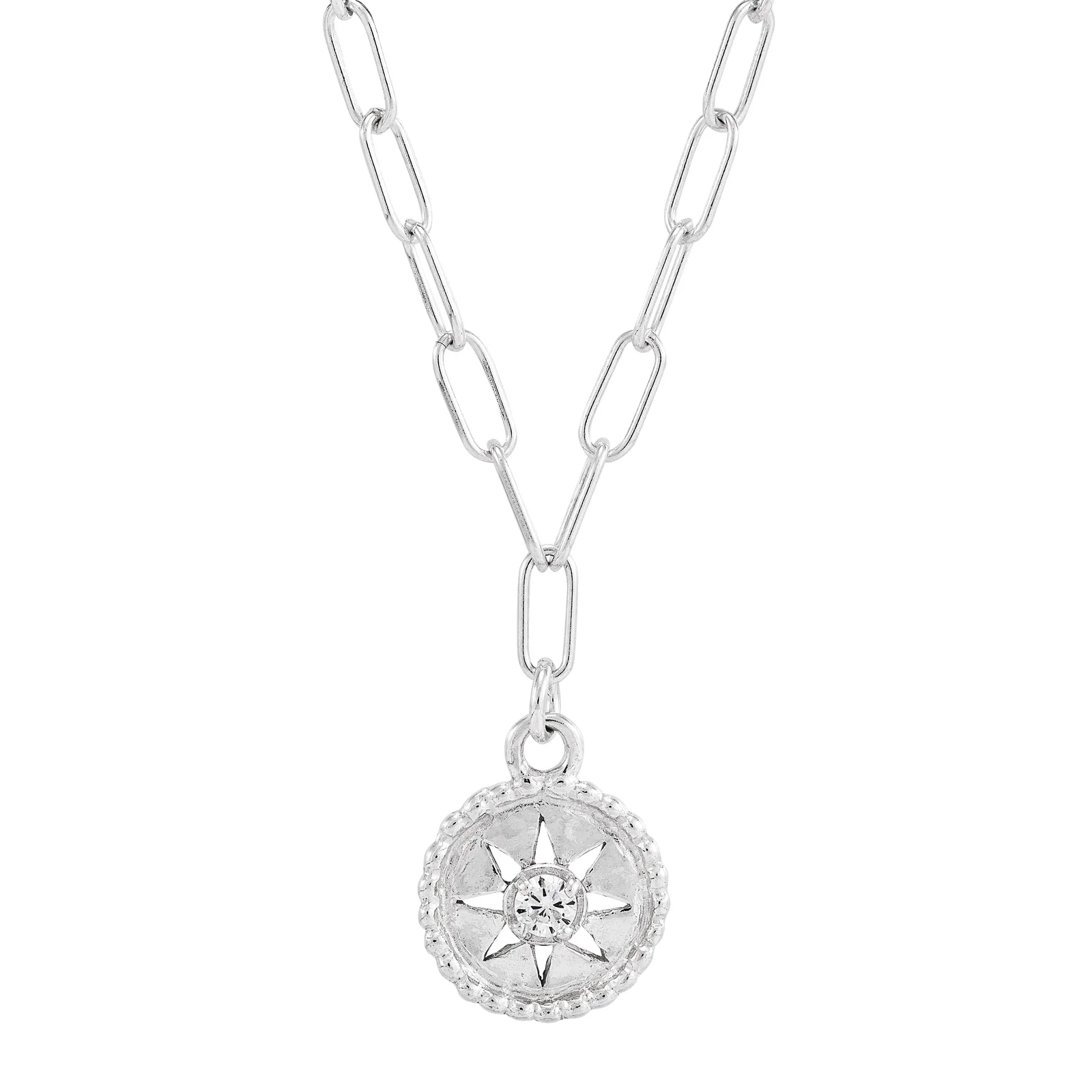 Sun Dance Link Necklace, White Cubic Zirconia