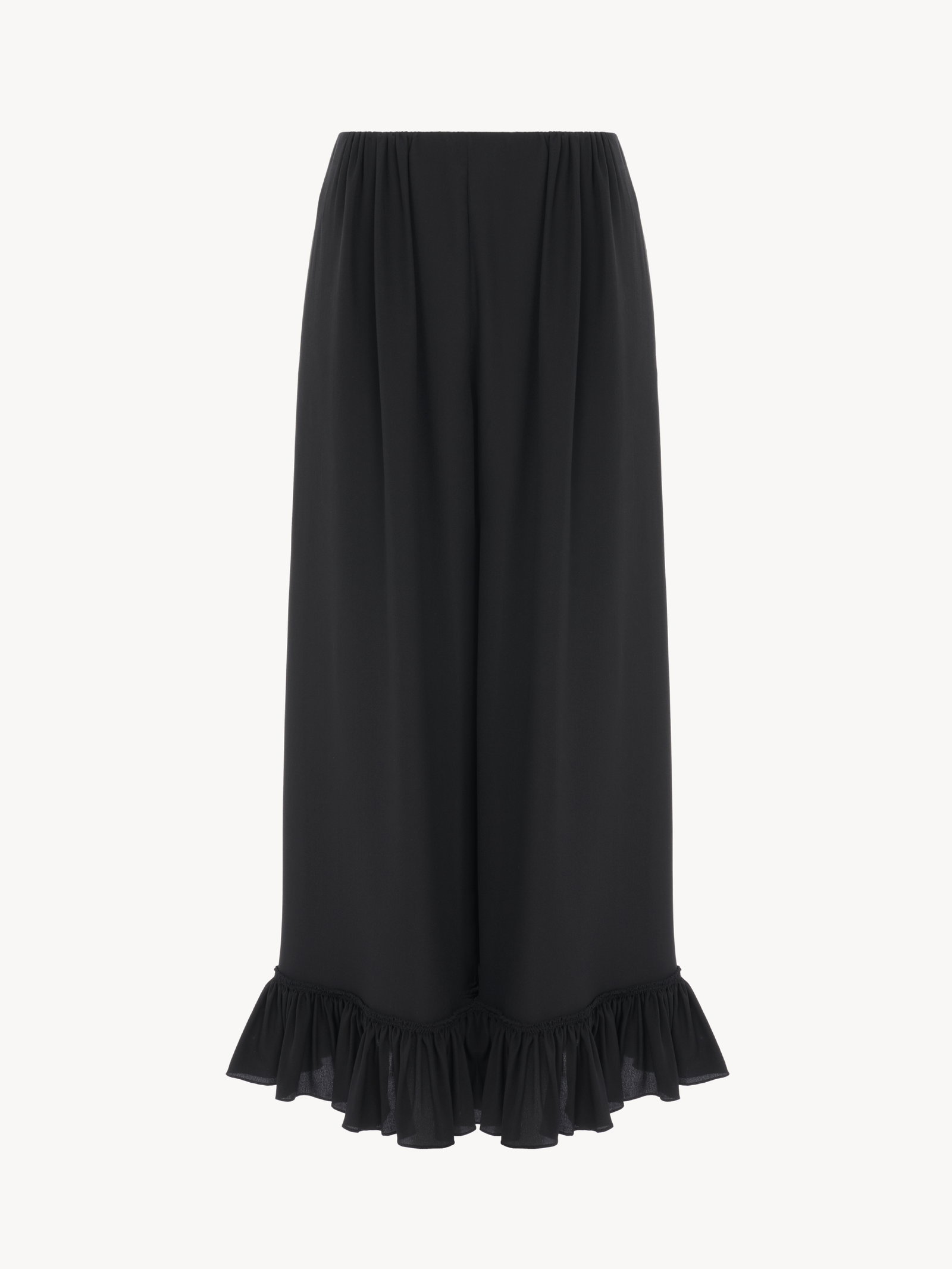 Cropped fluid pants in crêpe de chine