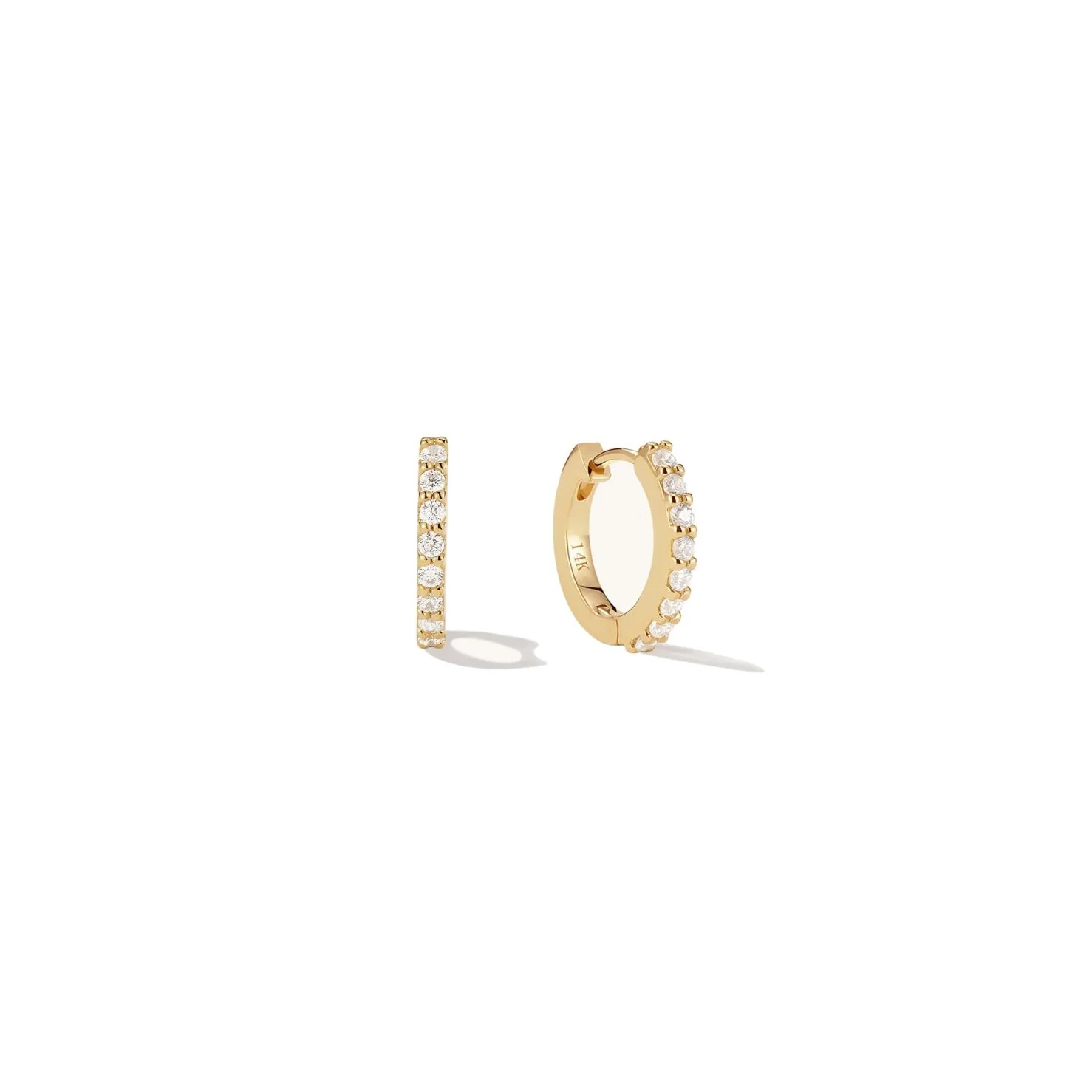 Image of 14k Dainty Diamond Huggies