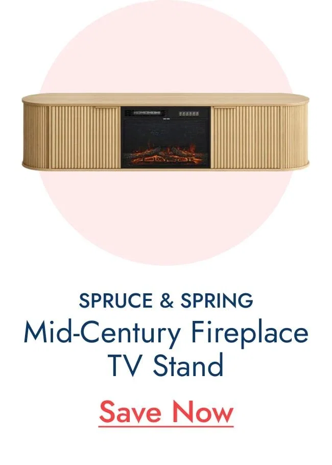Spruce & Spring Mid-Century Fireplace TV Stand