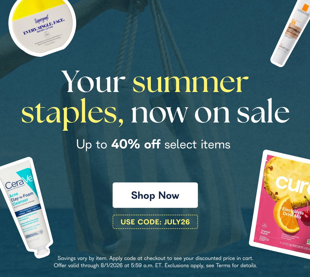 Your summer staples, now on sale Up to 40% off select items