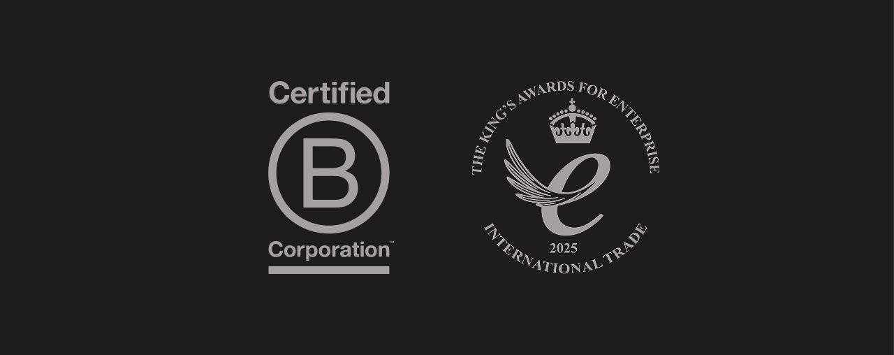 Bcorp and King's Award logo